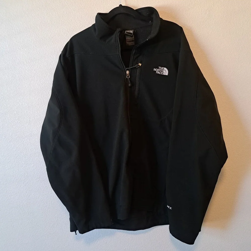 The North Face Mens Apex Bionic Half Zip Softshell Jacket Black XXL Fleece Lined